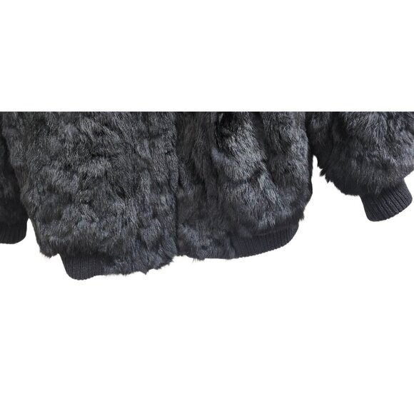 Niki Real Rabbit Fur Bomber Jacket Women’s Size L Black Genuine Fur Short Coat L - Picture 5 of 16